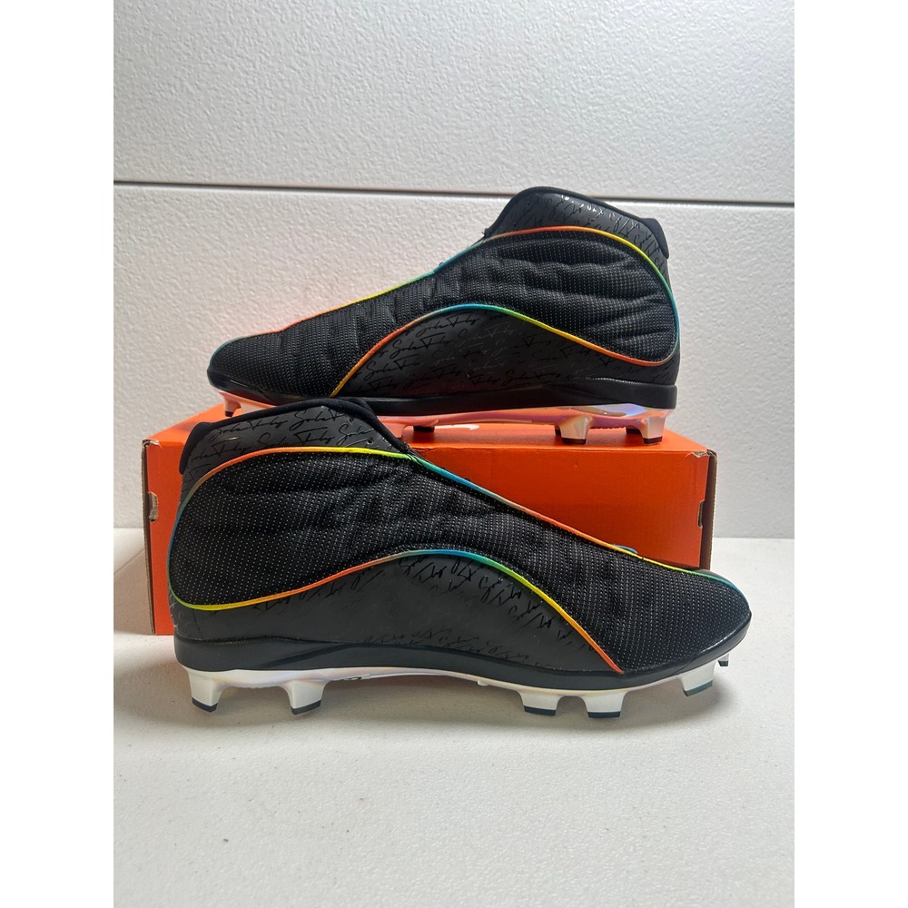 Solefly x Jordan 13 Retro Cleats Black Rainbow Iridescent 15m #2663 - Picture 2 of 6